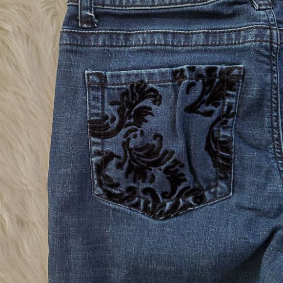 Lee Slender Secret Jeans Size 14S Velour Pockets Lower Waist Boot Cut Stretch - Picture 10 of 12